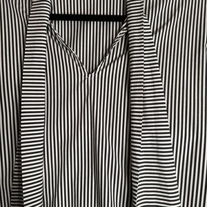 New York & Company Black and White Striped Blouse